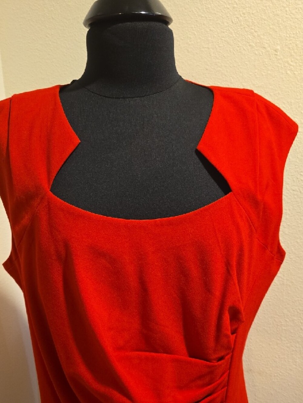 Calvin Klein Vibrant Red Draped Midi Dress - Picture 3 of 5